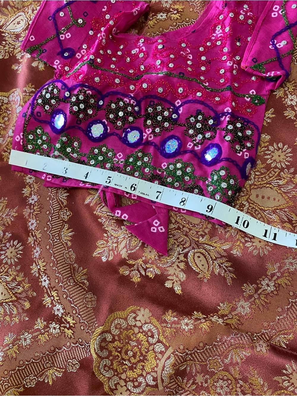 Girls' Embellished Magenta Party Dress with two piece skirt set - Picture 5 of 9
